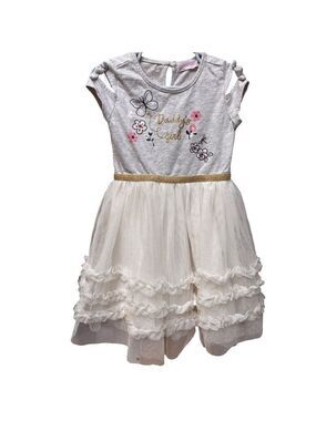 Young Gray and Cream Tulle Lined Novelty Dress 4T (3 for $12 item)